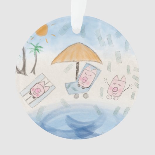 Drie schattige biggen op het strand ornament (voorkant)