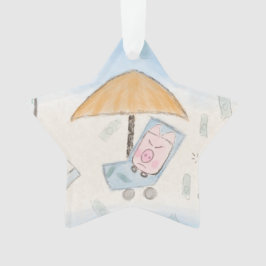 Drie schattige biggen op het strand ornament