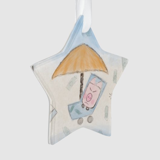 Drie schattige biggen op het strand ornament (voorkant)