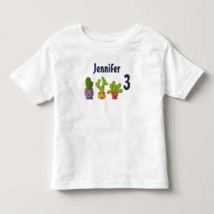 Drie Schattige Cactus in Bloempotten Leuke Verjaar Kinder Shirts