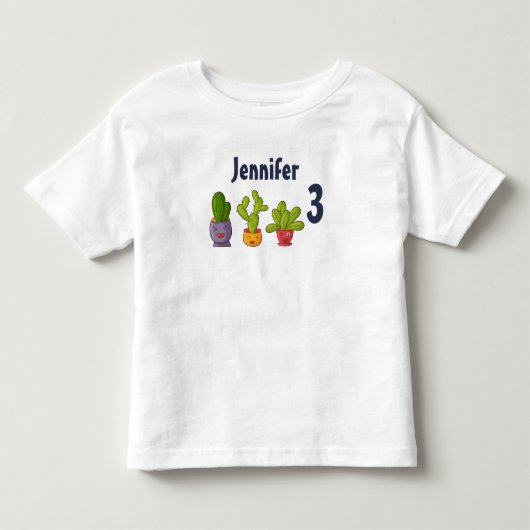 Drie Schattige Cactus in Bloempotten Leuke Verjaar Kinder Shirts (Voorkant)