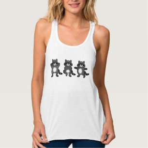 Drie Schattige Cartoon Yoga Wasberen Tanktop