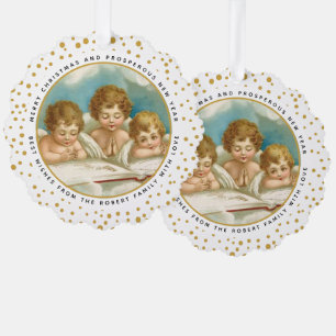 Drie schattige  engelen kerstvakantie foto ornament kaart