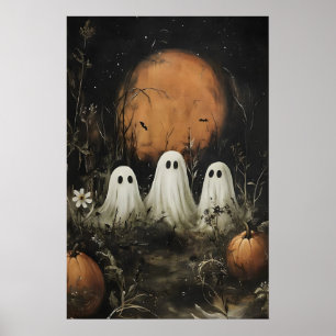 Drie Schattige Geesten In Het Bos – Pompoen Manesc Poster