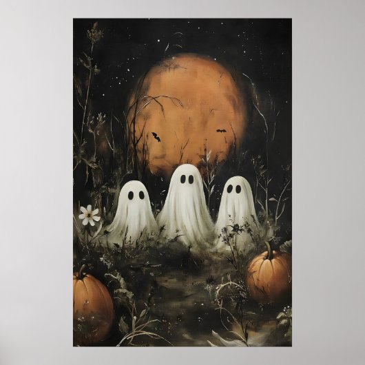 Drie Schattige Geesten In Het Bos – Pompoen Manesc Poster (Voorkant)
