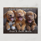 Drie Schattige grappige lachende Puppies Briefkaart (Voorkant)