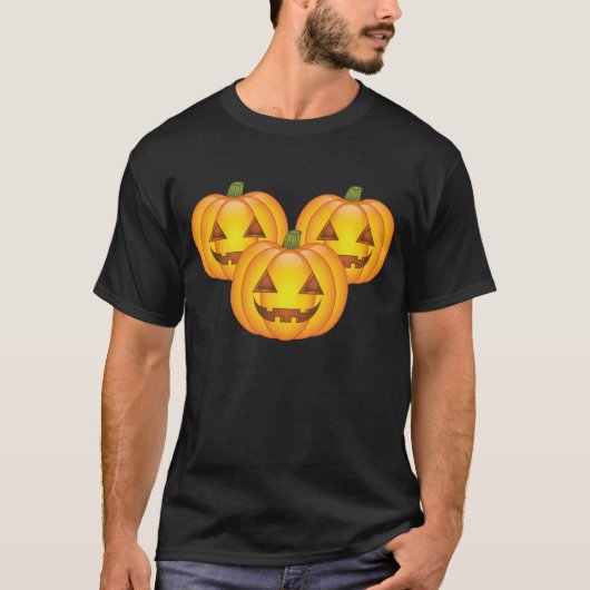 Drie schattige Halloween Jack O’Lantern pompoenen T-shirt (Voorkant)