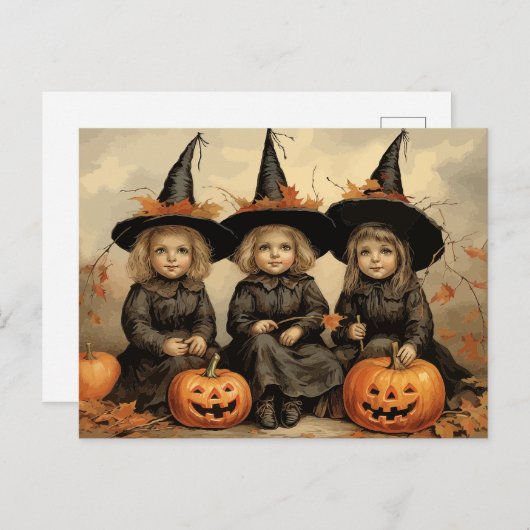 Drie Schattige heksen Briefkaart (Voorkant / Achterkant)