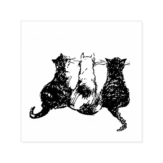Drie schattige katten op een rij zelfinktende stempel (Design)