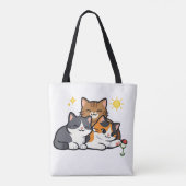Drie Schattige Katten Vriendschap Tote Bag (Achterkant)