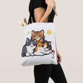 Drie Schattige Katten Vriendschap Tote Bag (Dichtbij)
