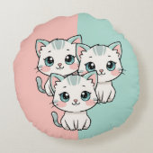 Drie Schattige Kawai Katten Rond Kussen (Achterkant)