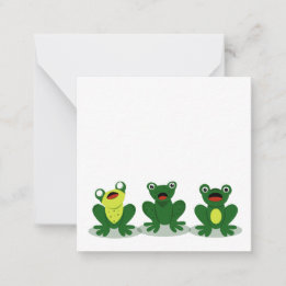 Drie schattige kikkers - Flat Note Card Notitiekaartje