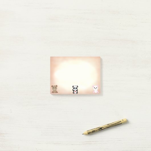 Drie schattige kleine beren post-it® notes (Op bureau)