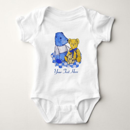 Drie schattige kleine oude teddies romper (Voorkant)