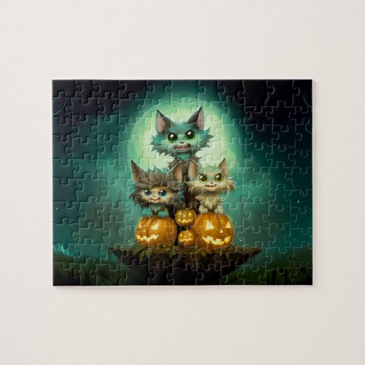 Drie schattige kleine wolf welpen vieren Hallow Legpuzzel (Horizontaal)
