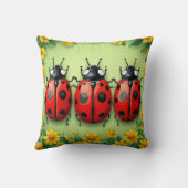 Drie Schattige lieveheersbeestjes omringd door blo Kussen (Achterkant)