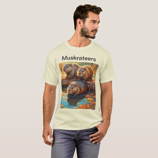 Drie schattige muskusratten vormen het Muskrateers T-shirt (Voorkant volledig)