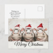 Drie Schattige nijlpaarden Feestdagenkaart (Voorkant / Achterkant)