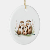 Drie Schattige otters en je eigen foto Keramisch Ornament (Rechts)