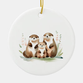 Drie Schattige otters en je eigen foto Keramisch Ornament