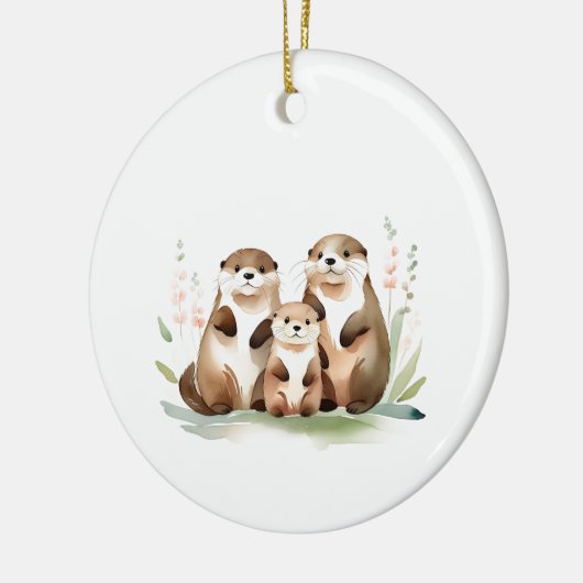 Drie Schattige otters en je eigen foto Keramisch Ornament (Links)