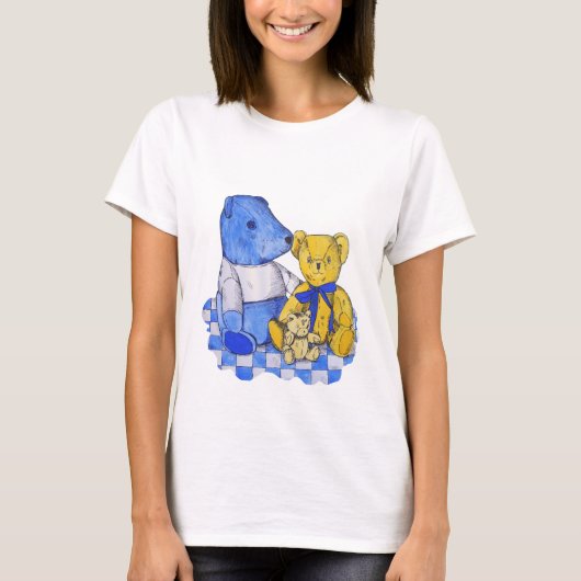 Drie schattige oude teddyberen t-shirt (Voorkant)