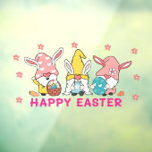 Drie Schattige Paashaas Kabouter met Konijnenoren Raamsticker (Vel 3)