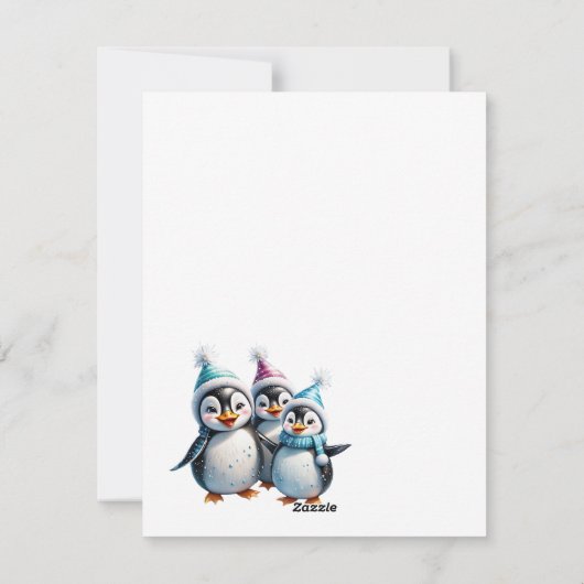 Drie schattige pinguïns feestdagenkaart (Achterkant)