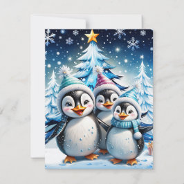 Drie schattige pinguïns feestdagenkaart