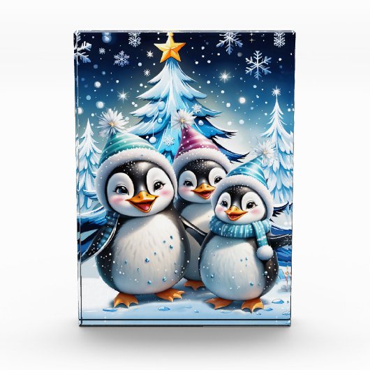 Drie schattige pinguïns fotoblokken (Voorkant)