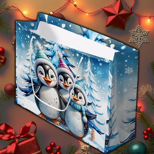 Drie schattige pinguïns groot cadeauzakje
