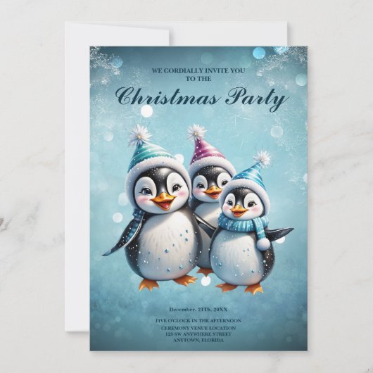 Drie schattige pinguïns kaart (Voorkant)