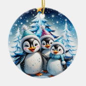 Drie schattige pinguïns keramisch ornament (Voorkant)