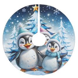 Drie schattige pinguïns kerstboom rok
