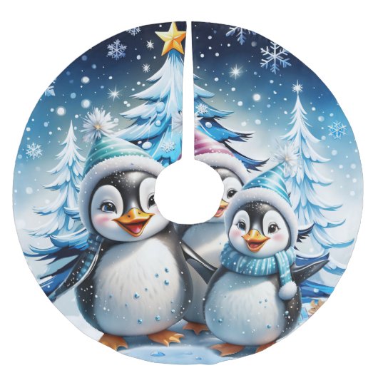 Drie schattige pinguïns kerstboom rok (Voorkant)