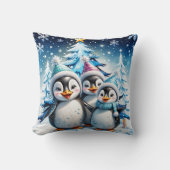 Drie schattige pinguïns kussen (Voorkant)