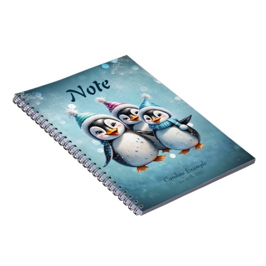 Drie schattige pinguïns notitieboek (Rechterzijde)