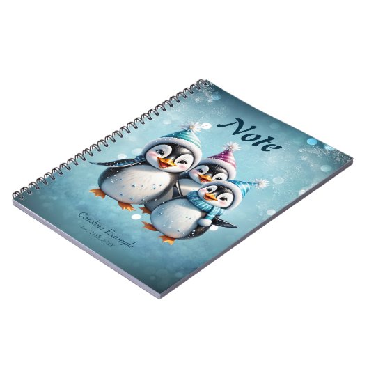 Drie schattige pinguïns notitieboek (Linkerzijde)