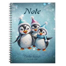 Drie schattige pinguïns notitieboek