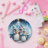 Drie schattige pinguïns papieren bordje (Feest)