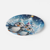 Drie schattige pinguïns papieren bordje (Gekanteld)