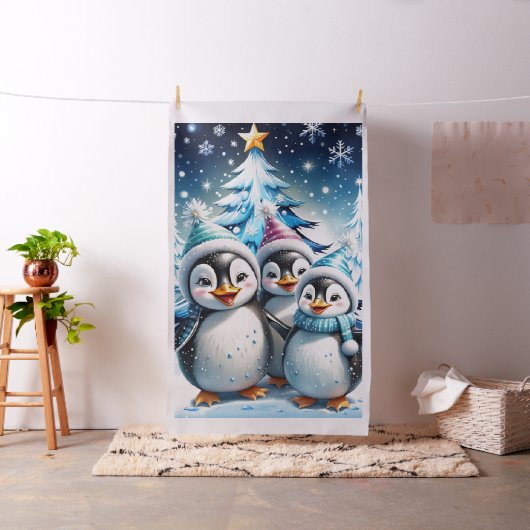 Drie schattige pinguïns stof (Voorbeeld)
