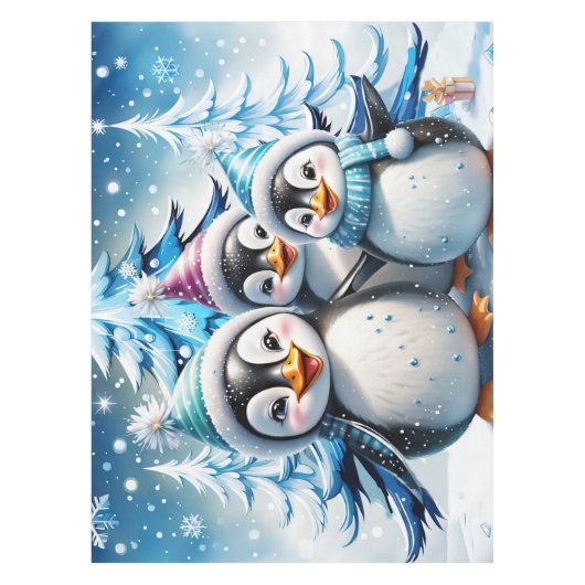 Drie schattige pinguïns tafelkleed (Voorkant)
