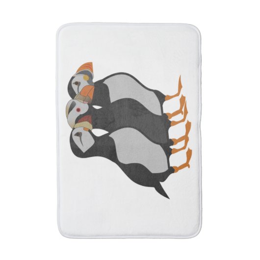 Drie Schattige Puffin Permanent Cartoon Badmat (Voorkant Verticaal)