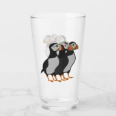 Drie Schattige Puffin Permanent Cartoon Glas (Achterkant)