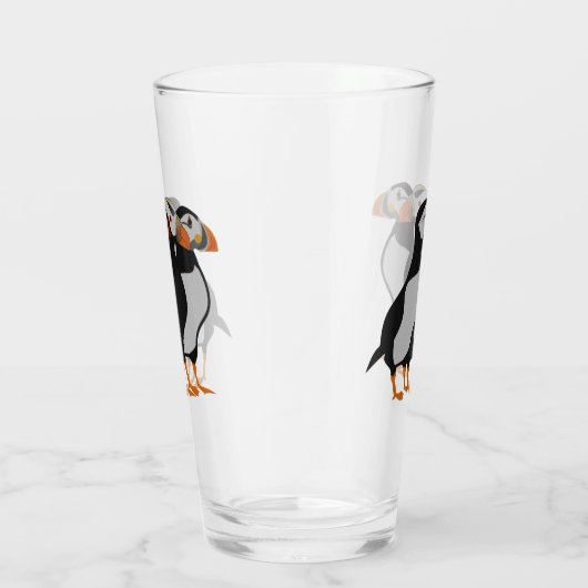 Drie Schattige Puffin Permanent Cartoon Glas (Rechts)