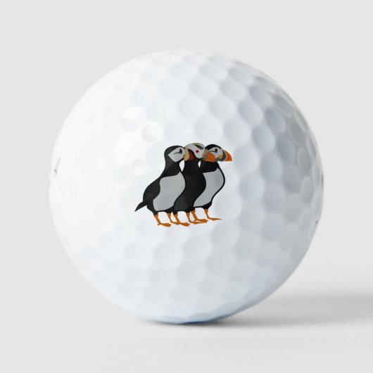 Drie Schattige Puffin Permanent Cartoon Golfballen (Voorkant)