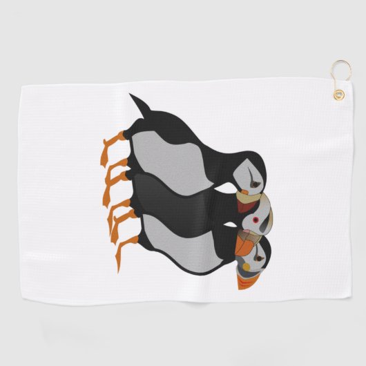 Drie Schattige Puffin Permanent Cartoon Golfhanddoek (Horizontaal)