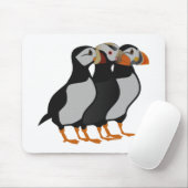 Drie Schattige Puffin Permanent Cartoon Muismat (Met muis)